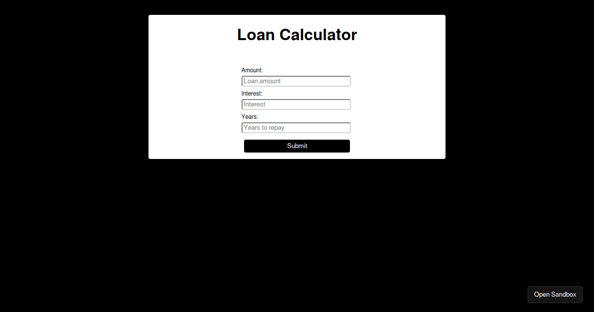 loancalculatorreacthooks Codesandbox