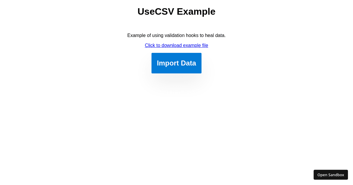 UseCSV - Using Validation Hooks to map data - Codesandbox