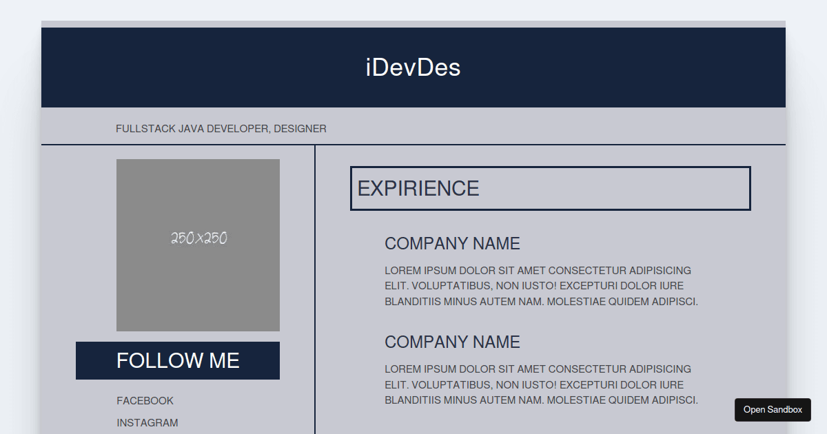 Resume Template - Codesandbox