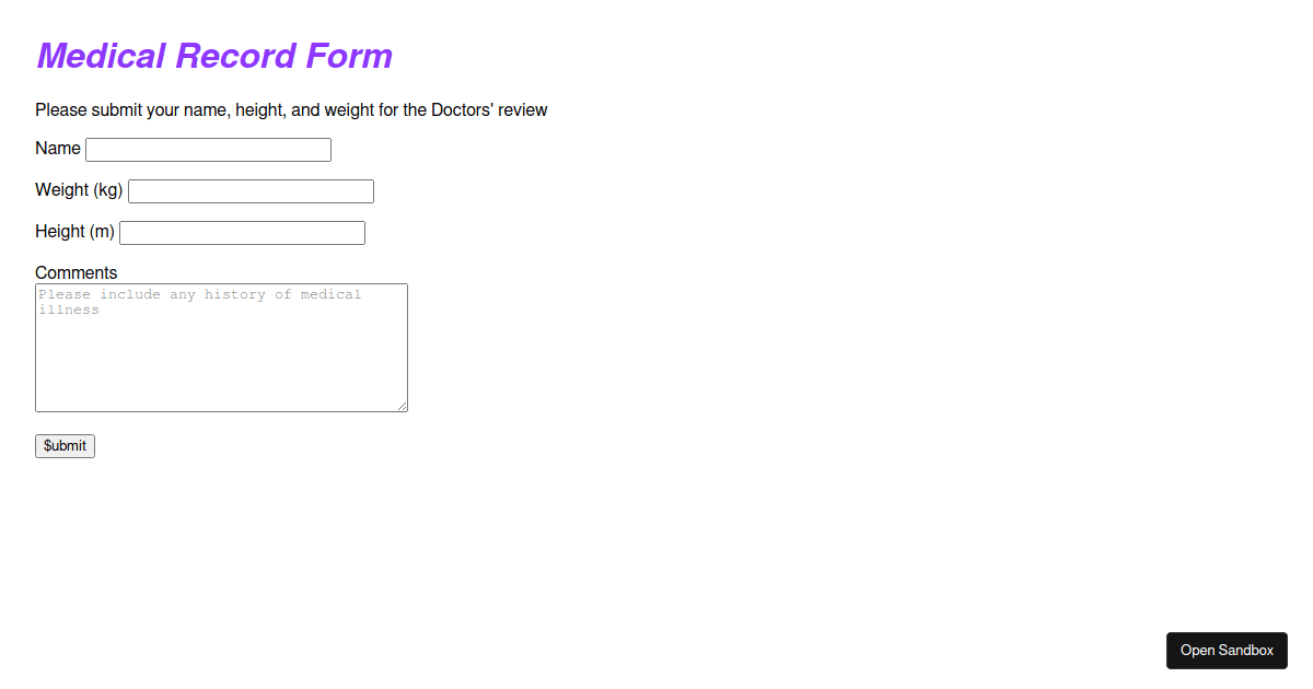 Medical Record - Codesandbox