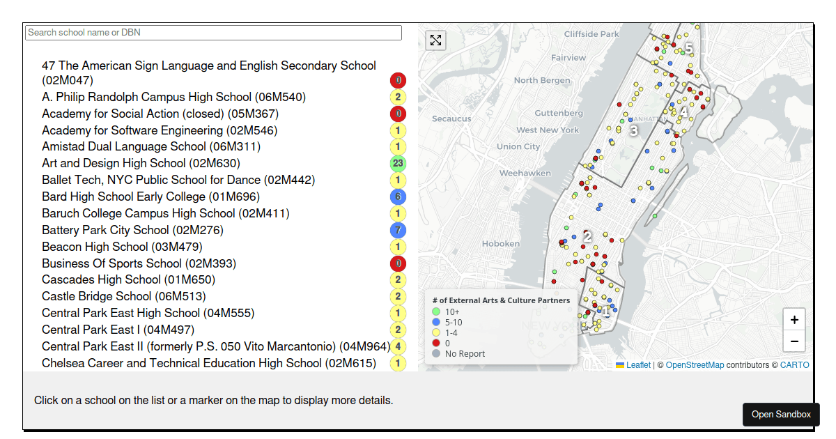 React: map arts-education - Codesandbox