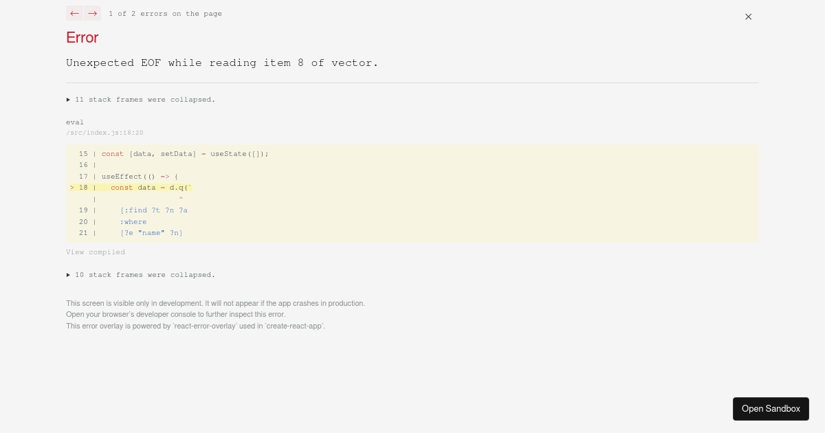 DataScript Test (forked) - Codesandbox