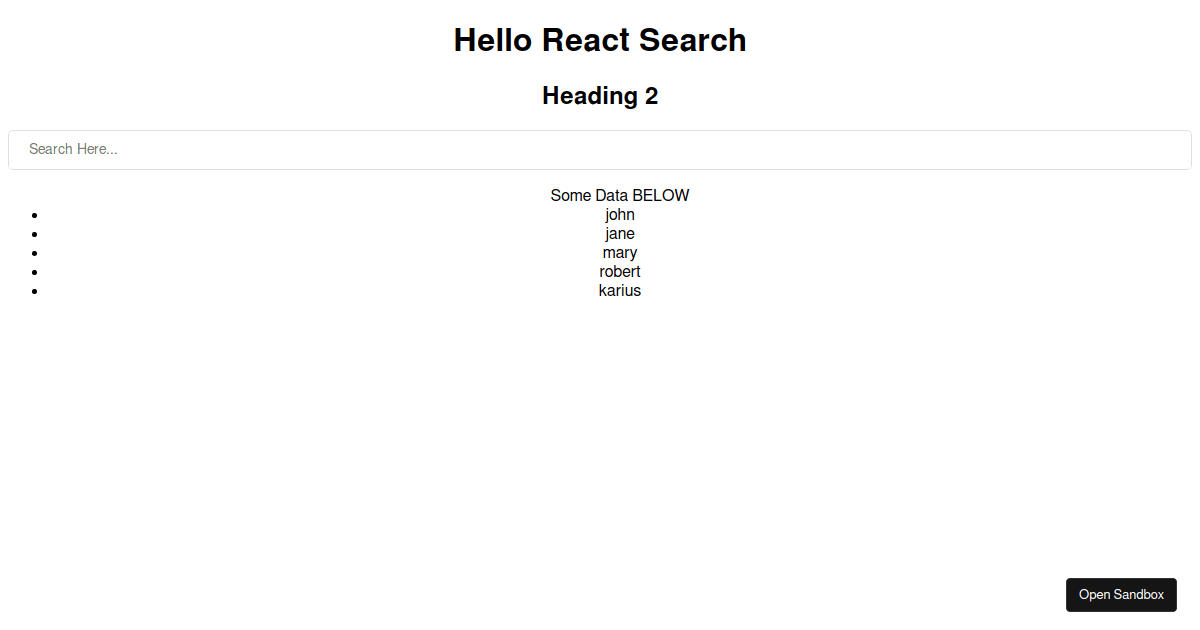 React Hello Search - Codesandbox