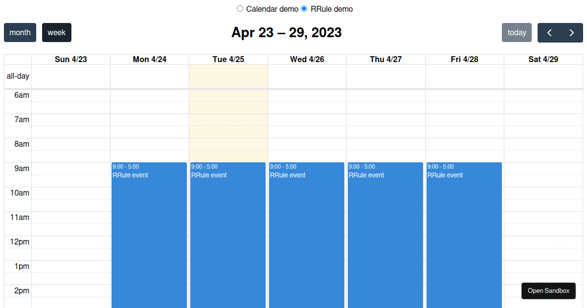 React FullCalendar 4.0 - Codesandbox
