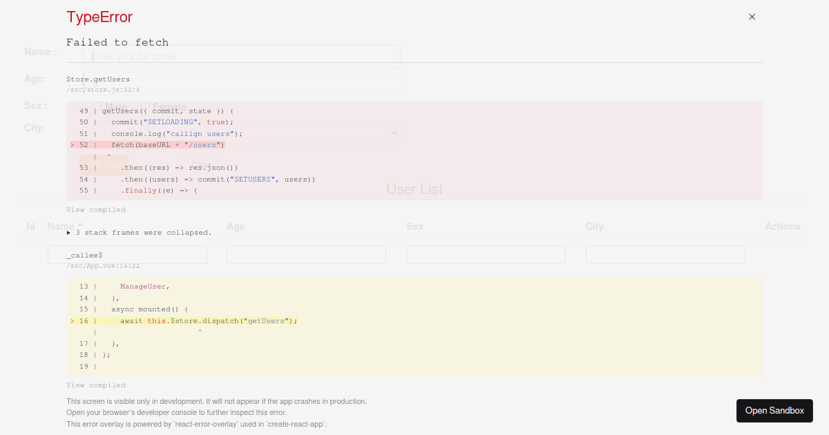 user add - Codesandbox