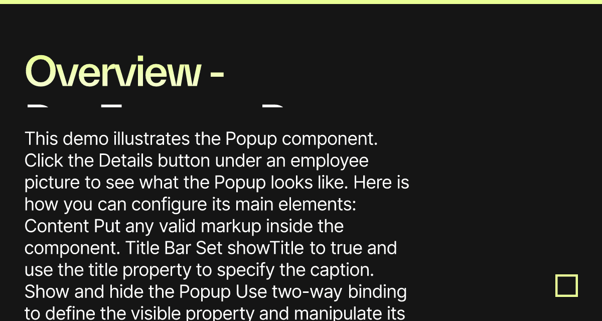 Overview - DevExtreme Popup - Codesandbox
