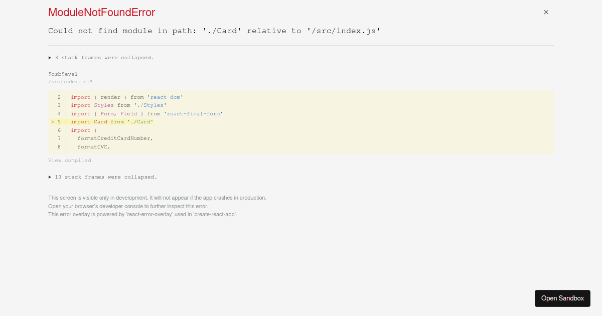 🏁 React Final Form - Credit Card Example (forked) - Codesandbox