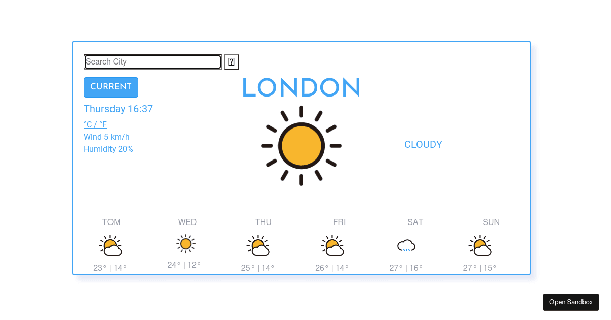 Weather App - Week 5 Homework - Codesandbox