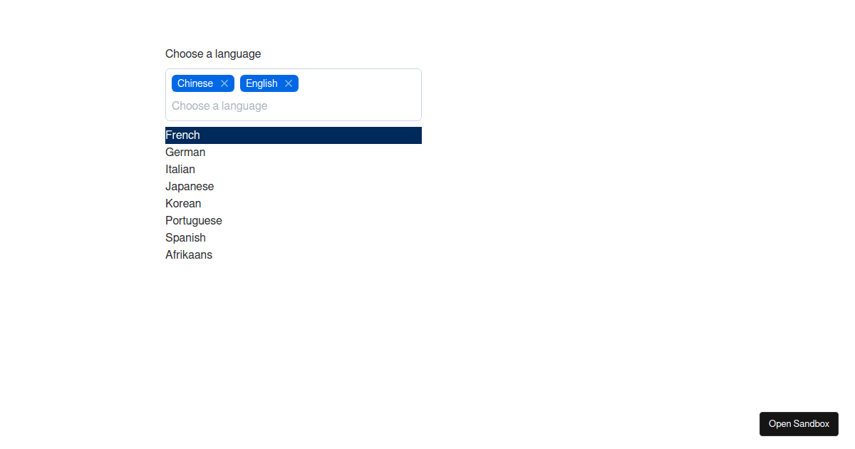 Multi selects - Codesandbox