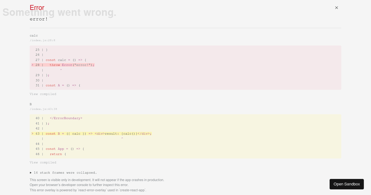 Error Boundary - Codesandbox