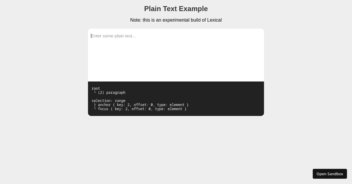 lexical-plain-text-example (forked) - Codesandbox