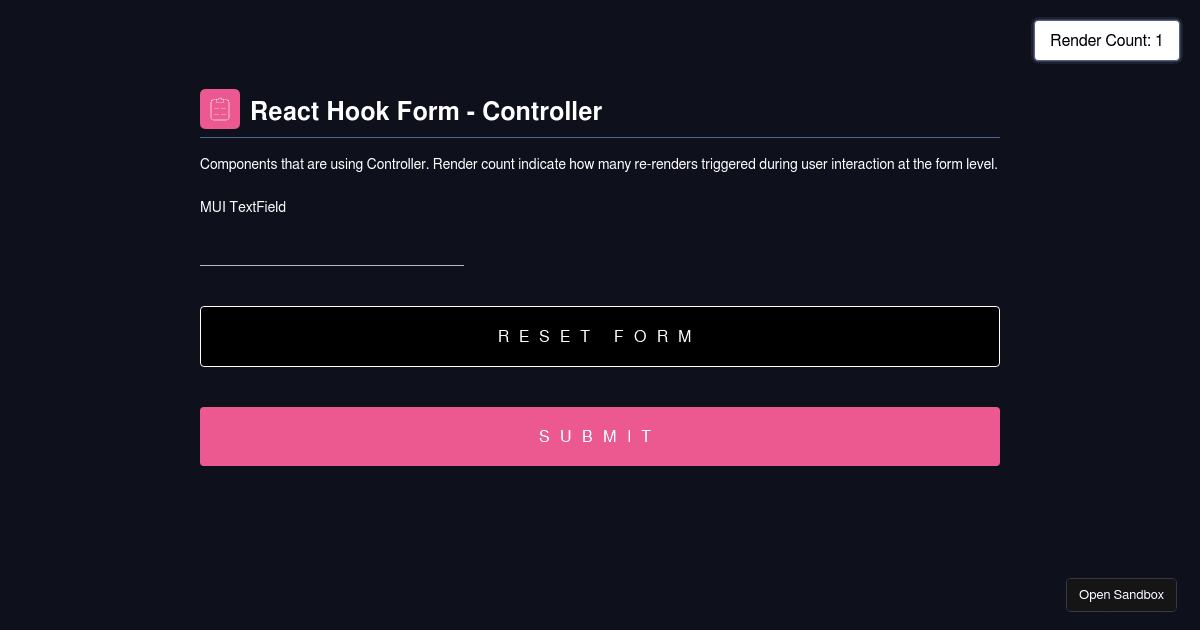 React Hook Form - Controller - test out ref - Codesandbox