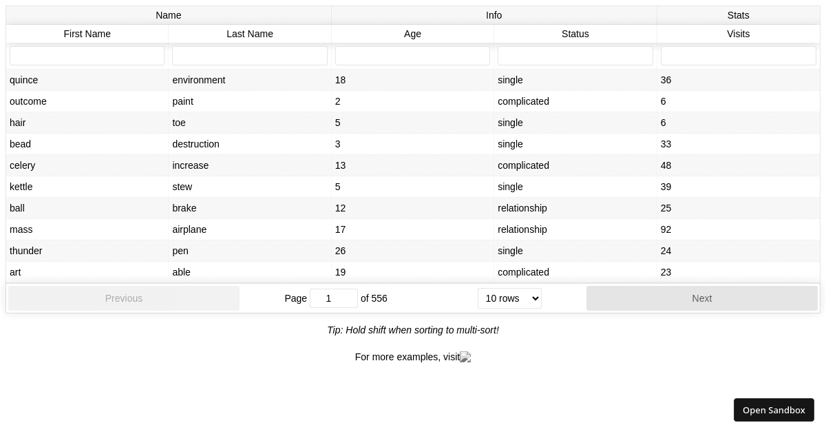 React-Table - Simple Table - Codesandbox