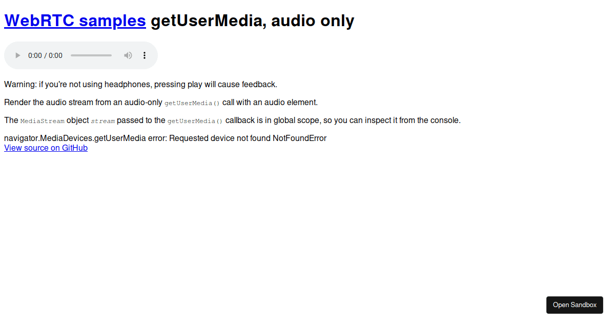 webrtc/samples: audio - Codesandbox