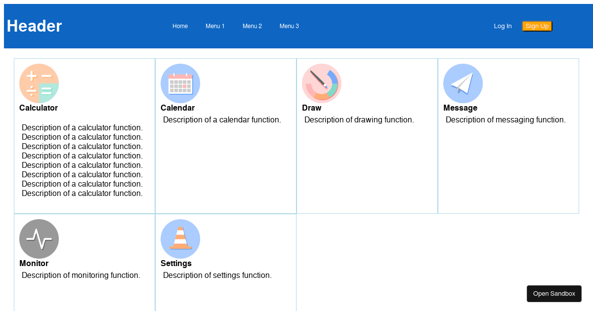 CSS Layout with Flexbox & Grid: Assignment - Codesandbox