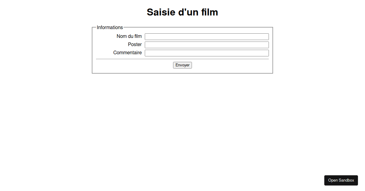 Movie form with axios post method - Codesandbox