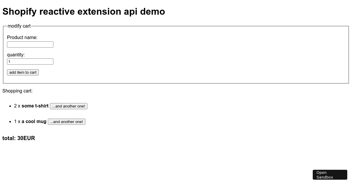 Checkout extension signals API (forked) - Codesandbox