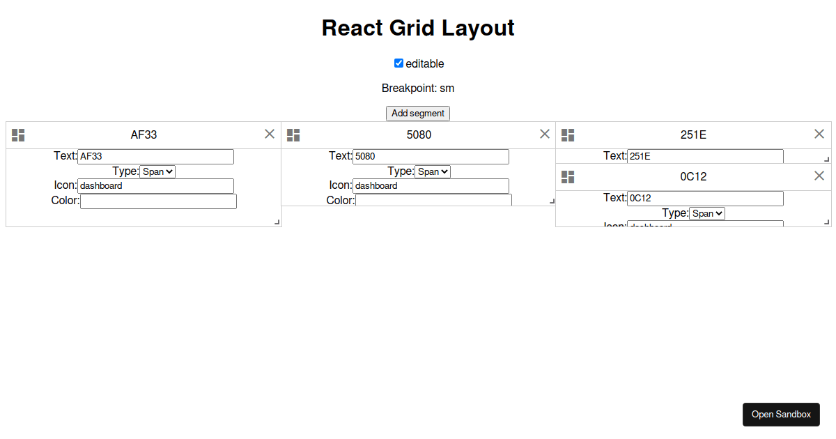 React Grid Layout - Codesandbox