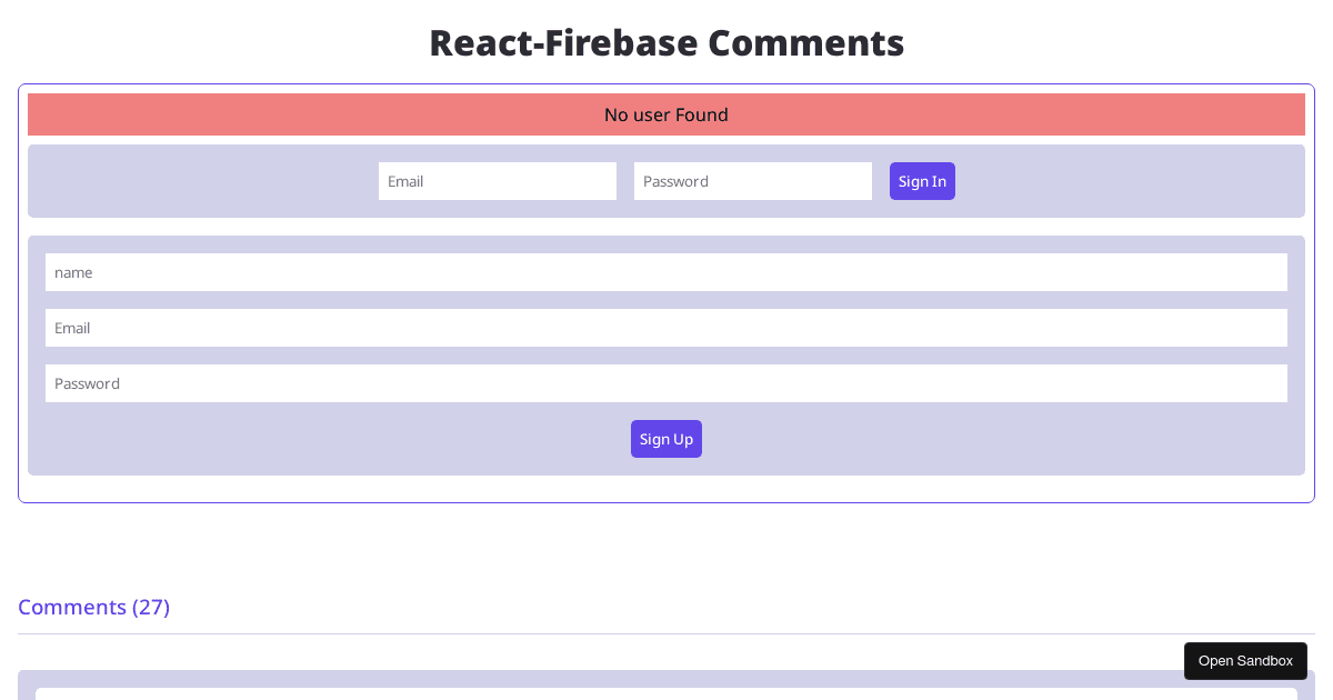 Comments System - Codesandbox