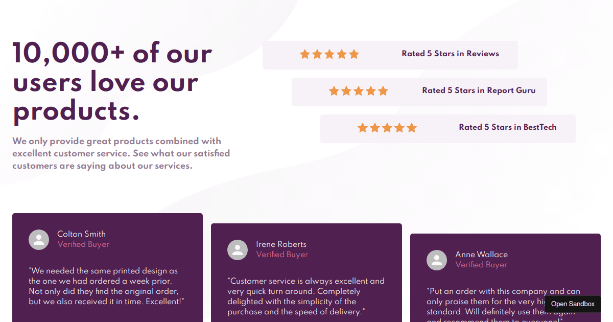 social-proof-section - Codesandbox