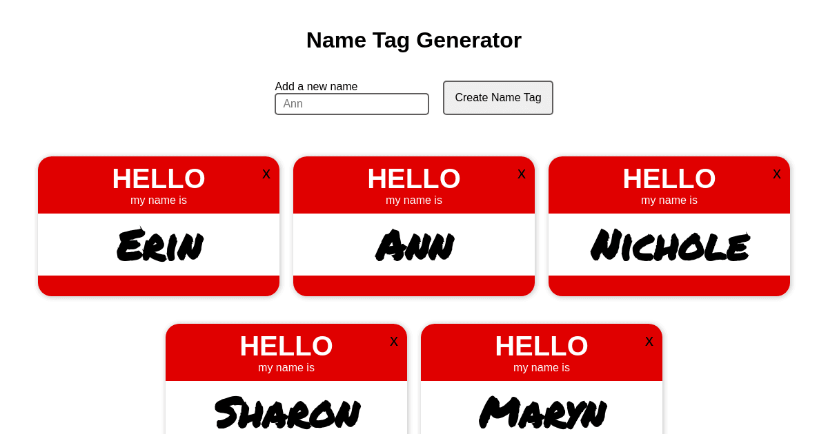 Programmer Name Tag Design L8 - User Generated Name Tags - Solution - Codesandbox