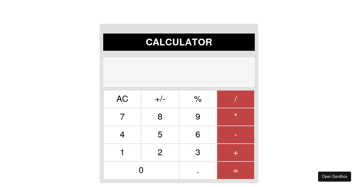 Calculator project (forked) - Codesandbox