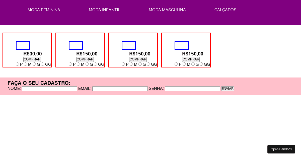 Loja de roupas da T2 - Codesandbox
