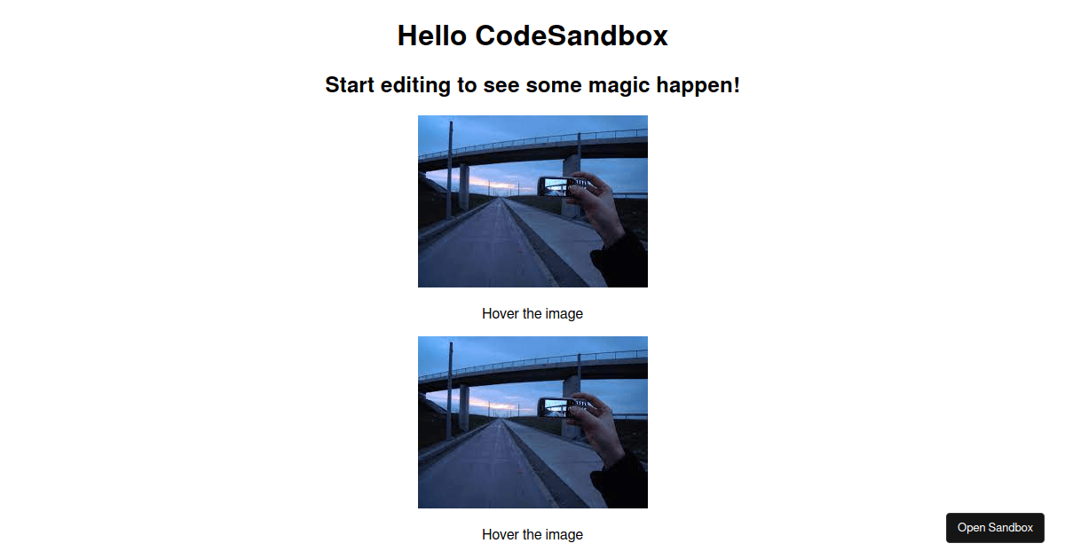 image hover (forked) - Codesandbox