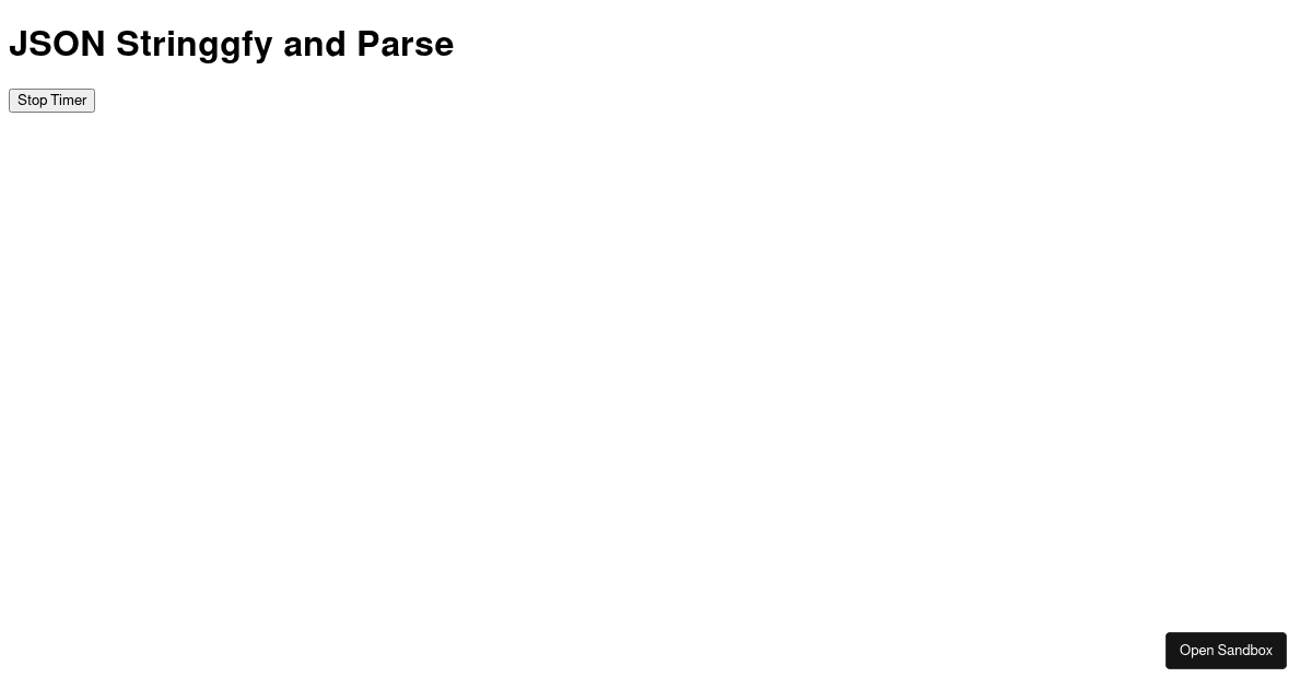 Json stringfy vs json parse codesandbox