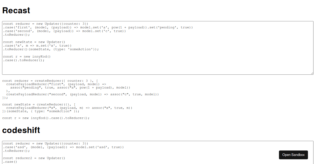jscodeshift-vs-recast - Codesandbox