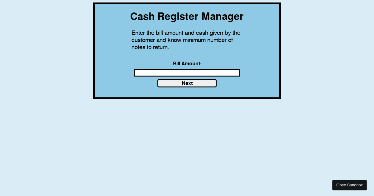 cashregistermanager Codesandbox