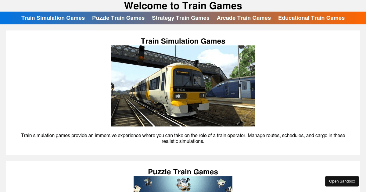 train games - Codesandbox