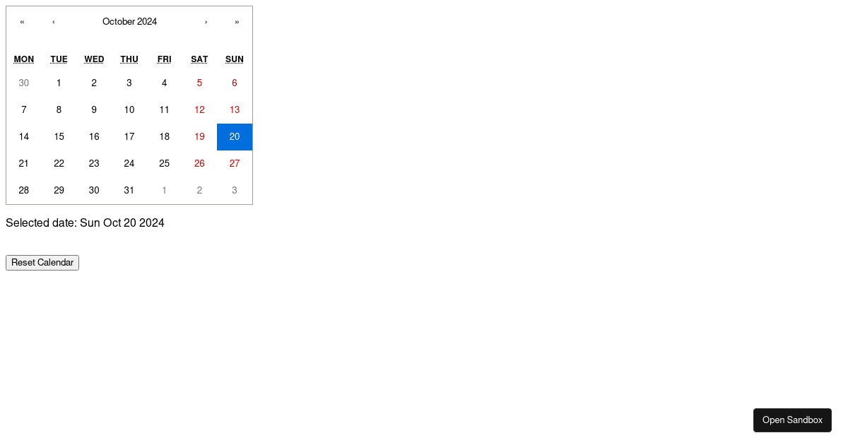 react-calendar-example - Codesandbox