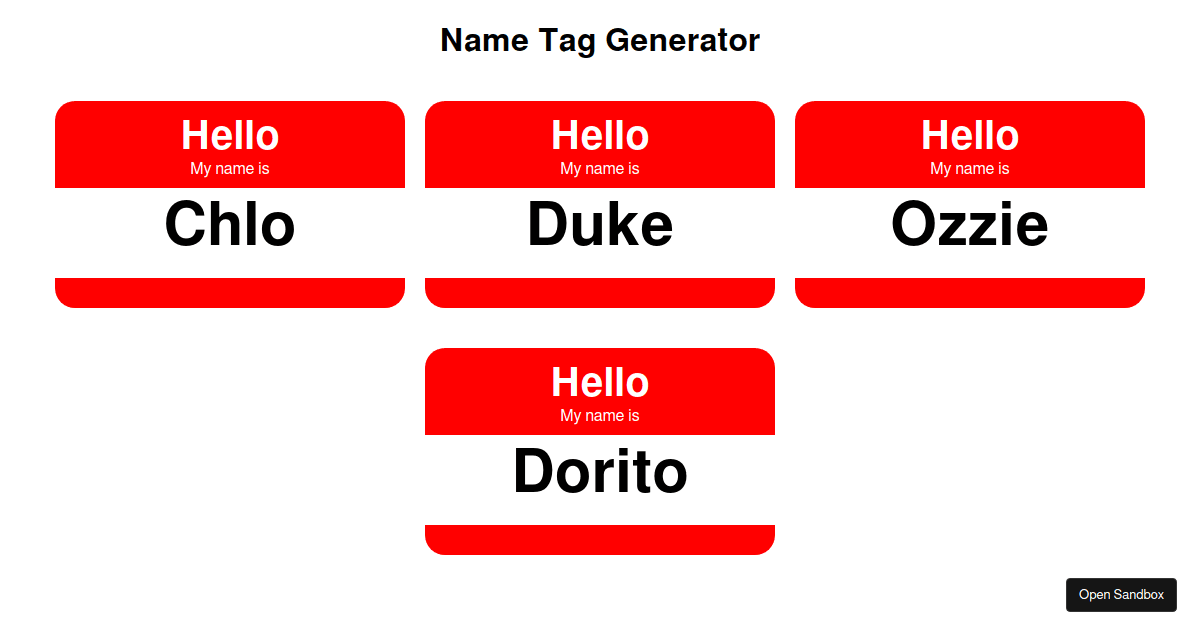 Name tag generator codesandbox