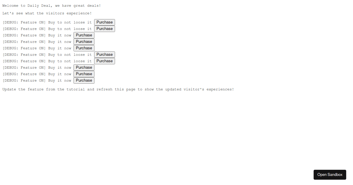 A/B Testing (optimizely) - Codesandbox