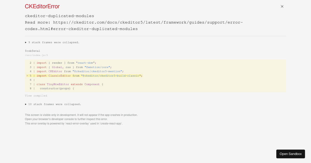 CKEditor 5 React (forked) - Codesandbox