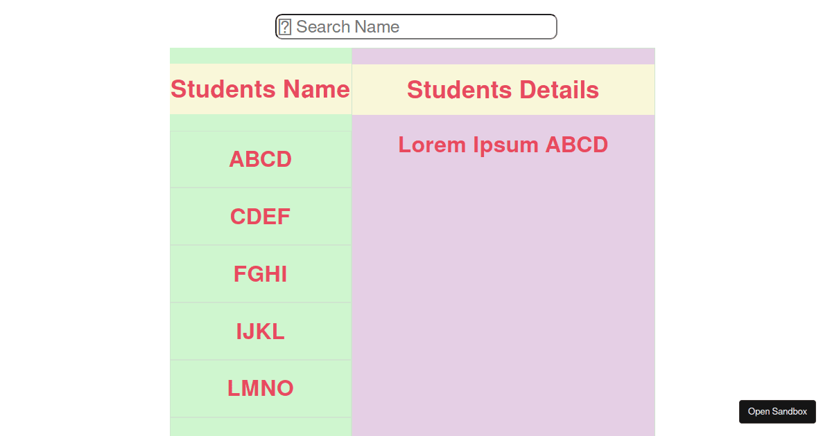 Display Student Details - Codesandbox