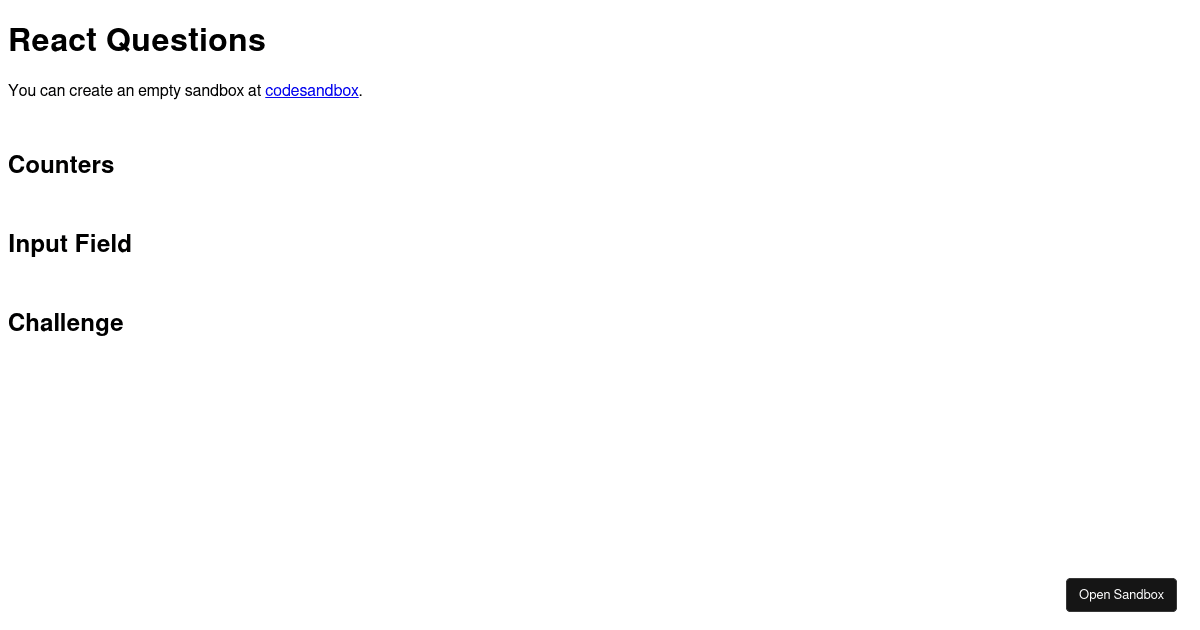 Interview Questions I - Codesandbox