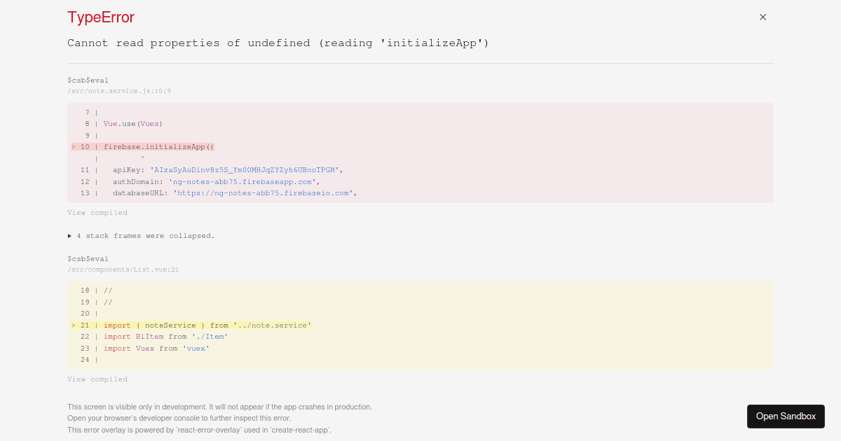 Vuexfire mutation issue - Codesandbox
