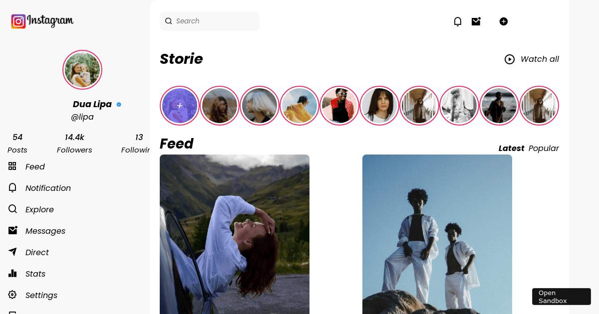 INSTAGRAM CLONE - Codesandbox
