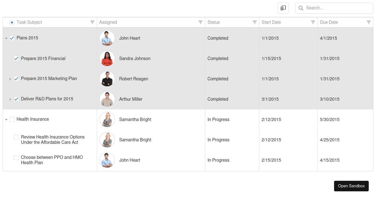 DevExtreme React Tree List - Codesandbox