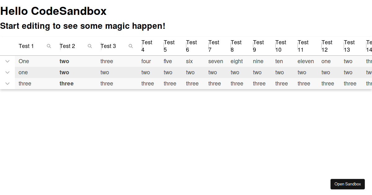 DataTableGrommet - Codesandbox
