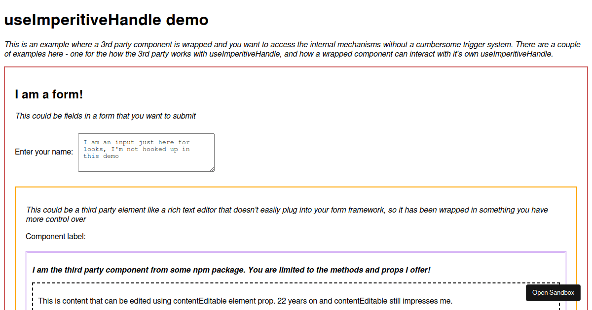 useImperitiveHandle double example - Codesandbox