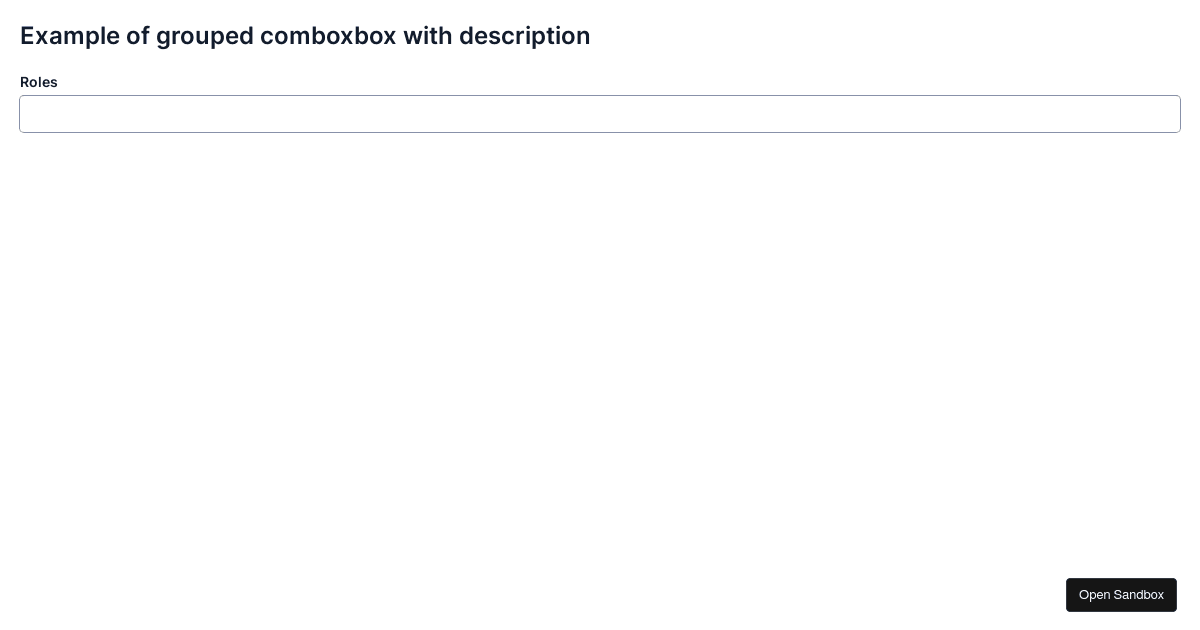 Combobox with groups and description - Codesandbox