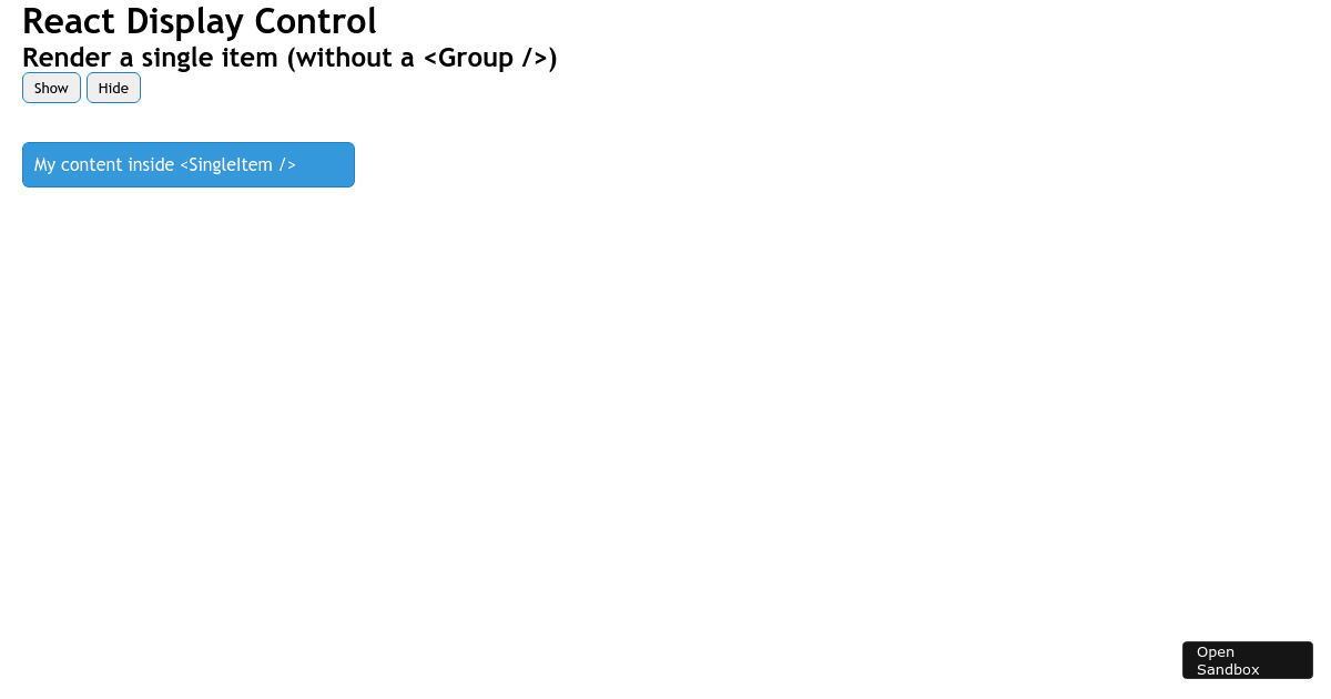 Show/hide for single item react-display-control - Codesandbox