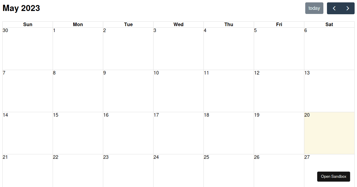 how to add fullcalendar to reactjs - Codesandbox
