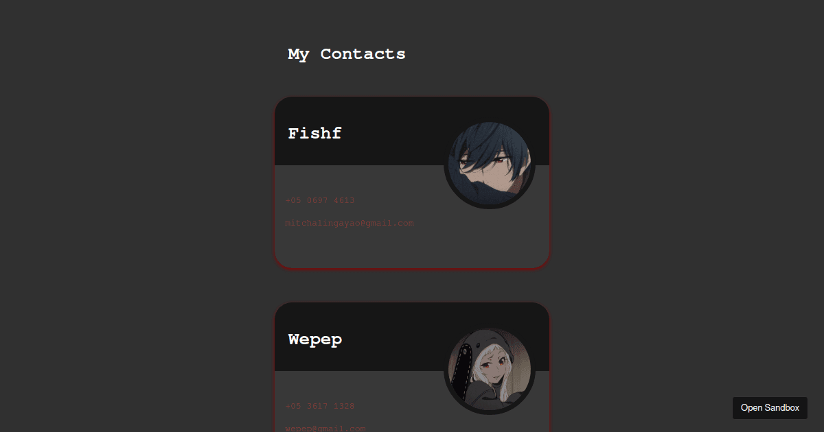 Card Update Contacts jhgjg - Codesandbox