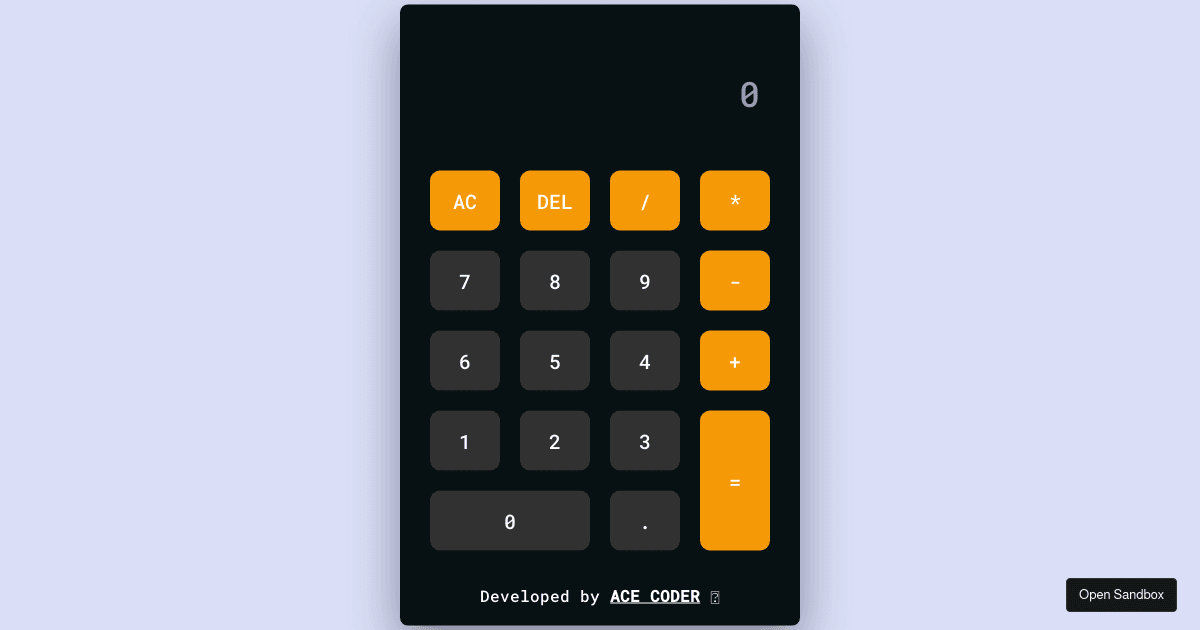 Calculator using HTML, CSS and JavaScript (forked) - Codesandbox