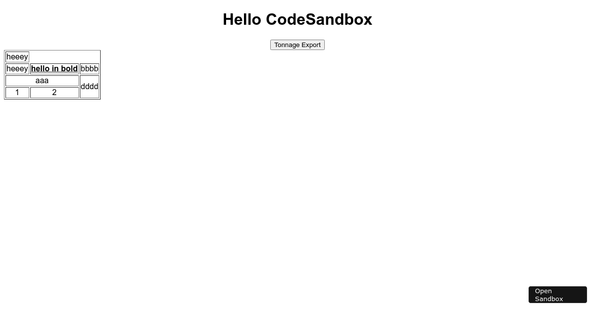 excel test (forked) - Codesandbox