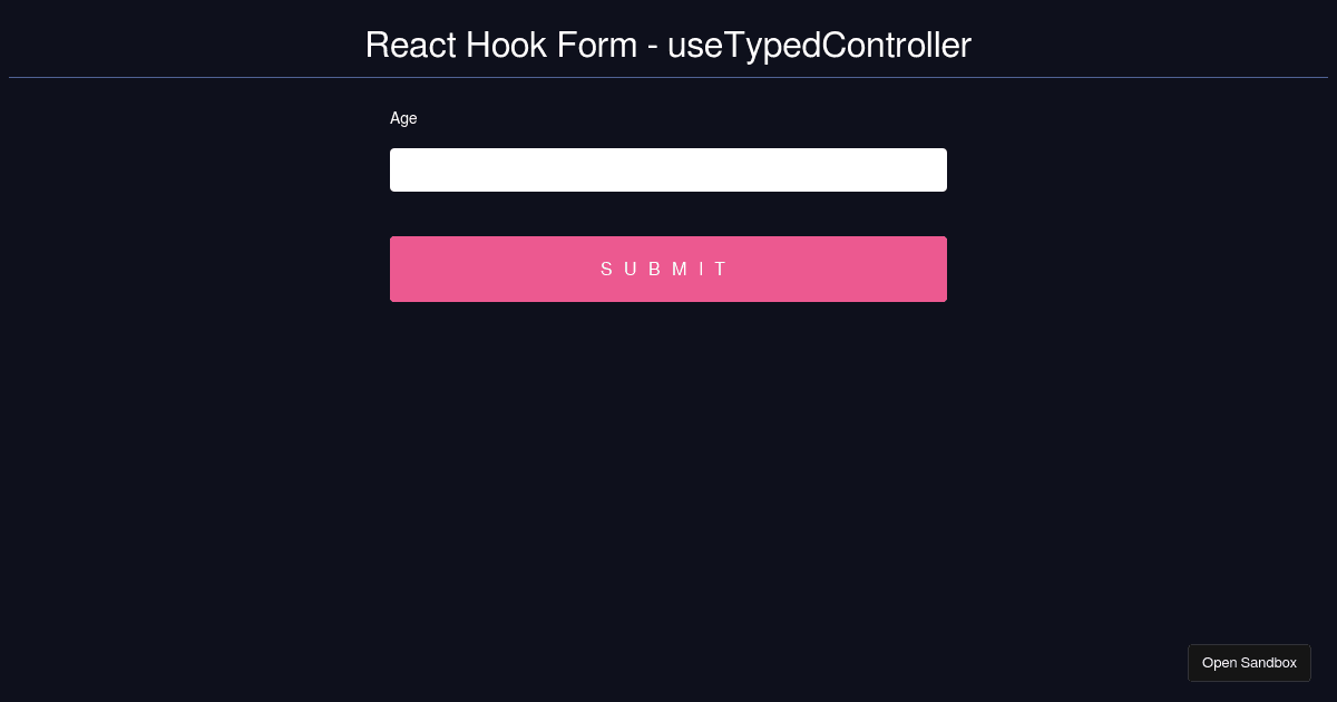 React Hook Form - useTypedController - Codesandbox
